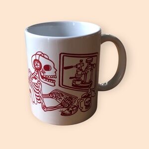 Liquid Logic Skeleton Computer Mug White & Red Ceramic Coffee Tea Mug